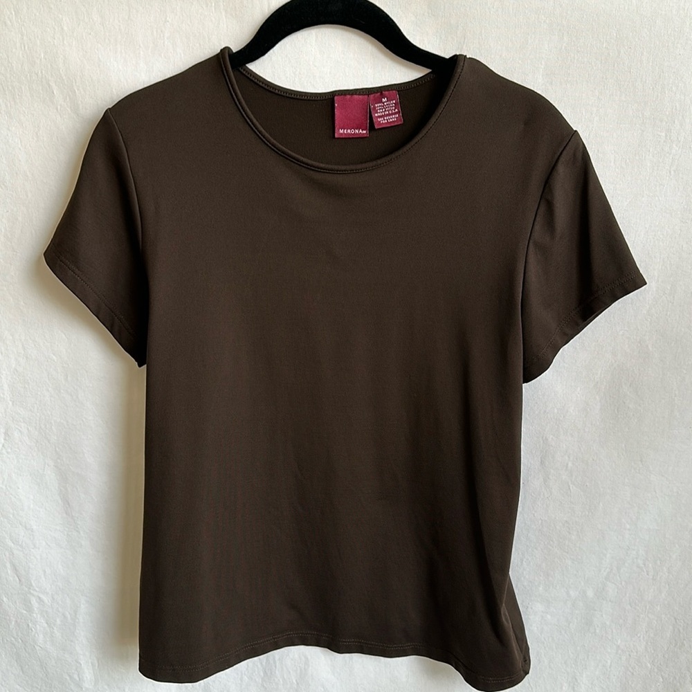 Merona brown short sleeve top, size M